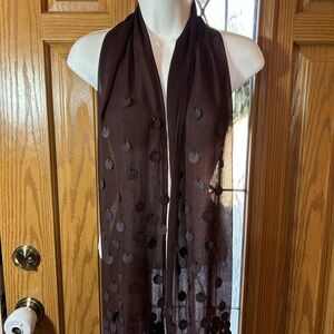 💚3/$25 Coldwater Creek Brown Scarf with Polka Dots